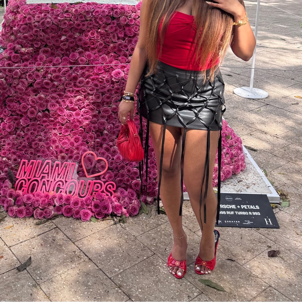 Fashion Nova Black Leather Detail mini skirt